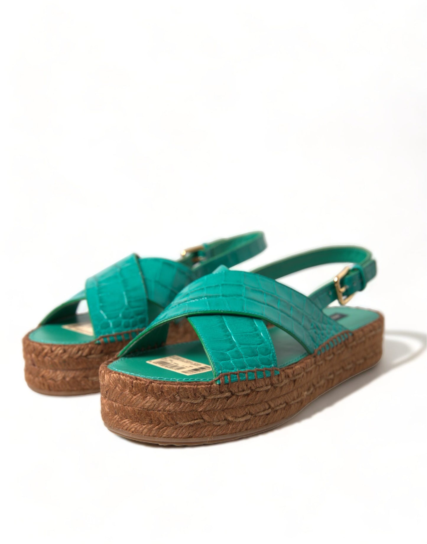 Dolce &amp; Gabbana Elegante Grønne Espadrille Platform Sandaler