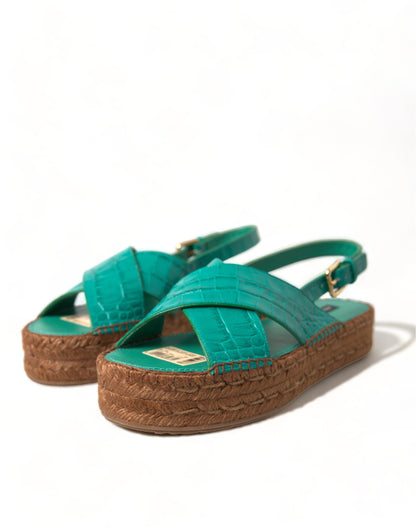 Dolce &amp; Gabbana Elegante Grønne Espadrille Platform Sandaler