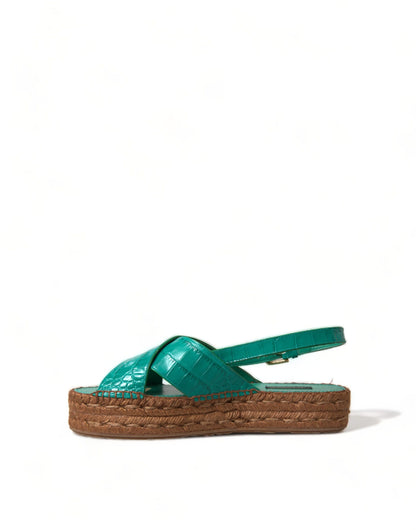 Dolce &amp; Gabbana Elegante Grønne Espadrille Platform Sandaler