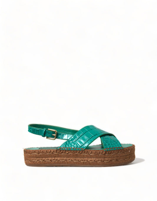 Dolce &amp; Gabbana Elegante Grønne Espadrille Platform Sandaler