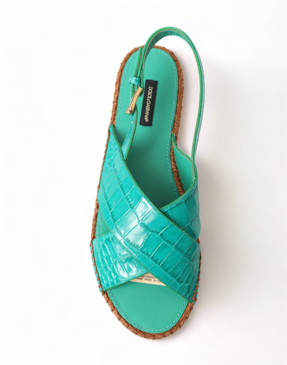 Dolce &amp; Gabbana Elegante Grønne Espadrille Platform Sandaler
