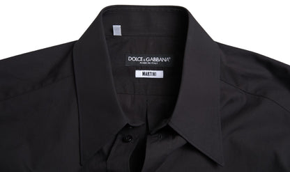 Dolce &amp; Gabbana Elegant Slim Fit Sort Bomuldsskjorte