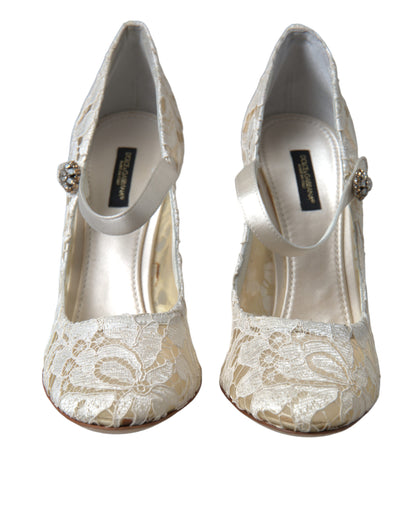 Dolce &amp; Gabbana Chic blondesandaler med blokhæl i cremehvid