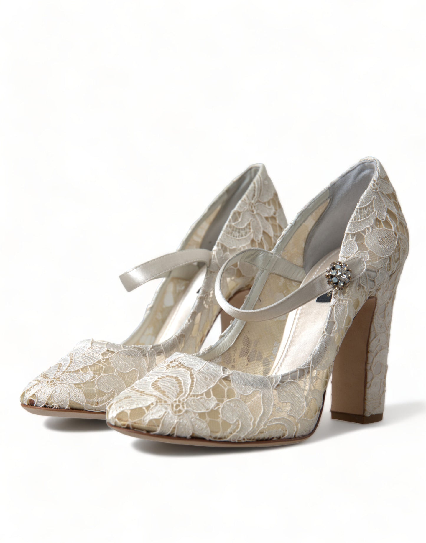 Dolce &amp; Gabbana Chic blondesandaler med blokhæl i cremehvid