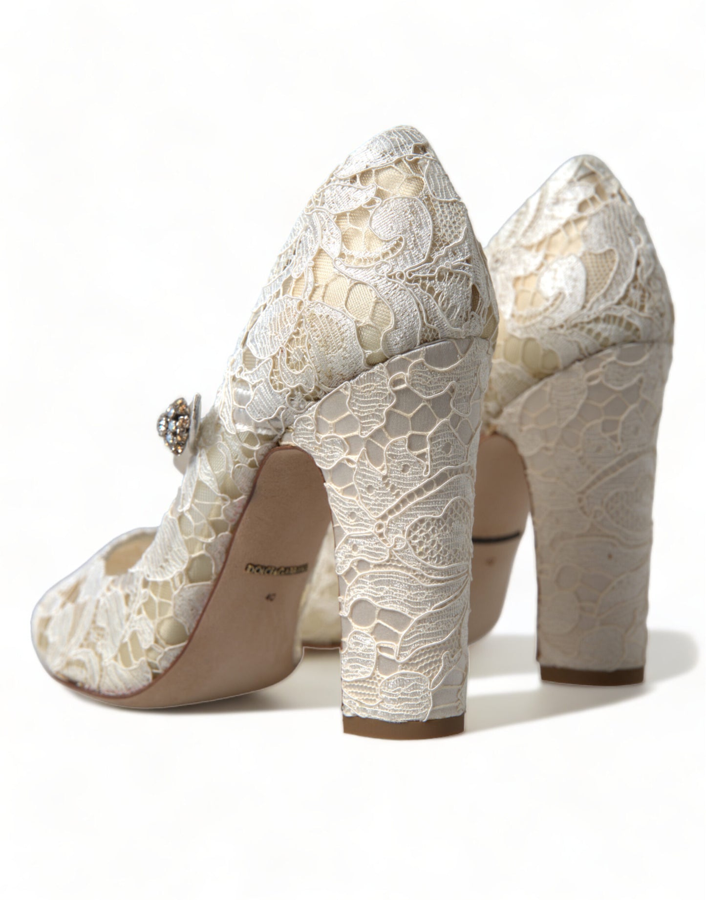 Dolce &amp; Gabbana Chic blondesandaler med blokhæl i cremehvid