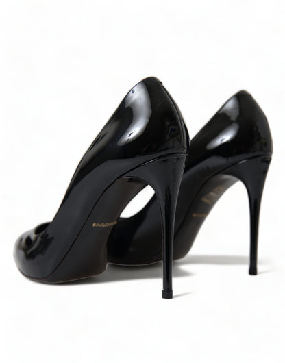 Dolce &amp; Gabbana Elegante Sorte Patent Stilettohæle