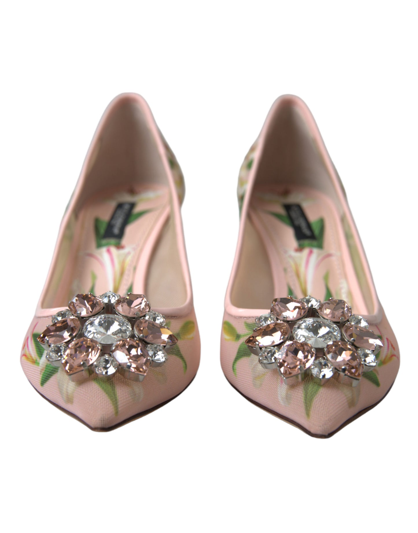Dolce &amp; Gabbana Elegante Lyserøde Blomster Krystal Pumps