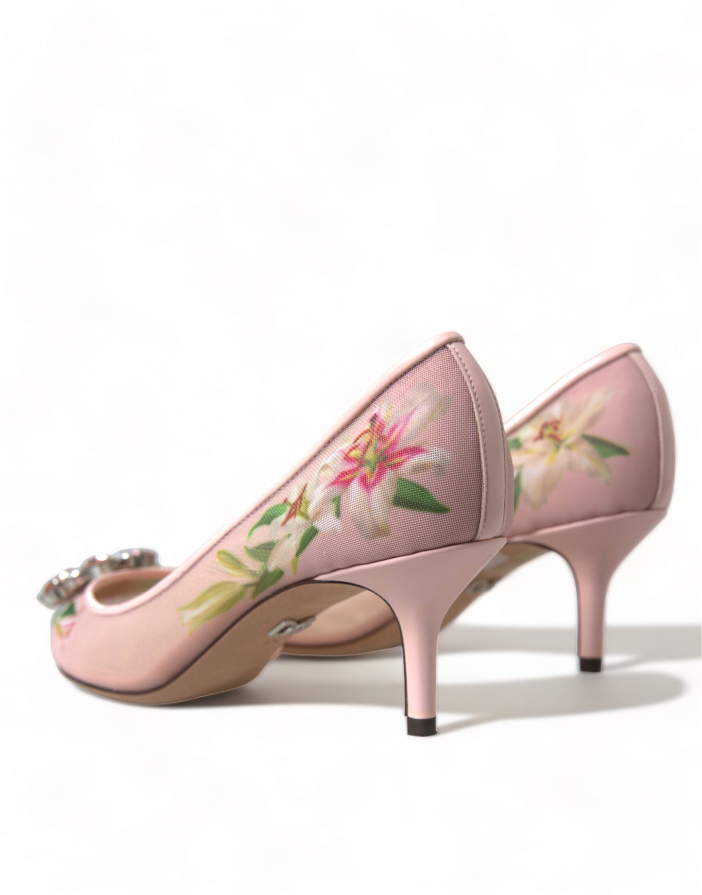Dolce &amp; Gabbana Elegante Lyserøde Blomster Krystal Pumps
