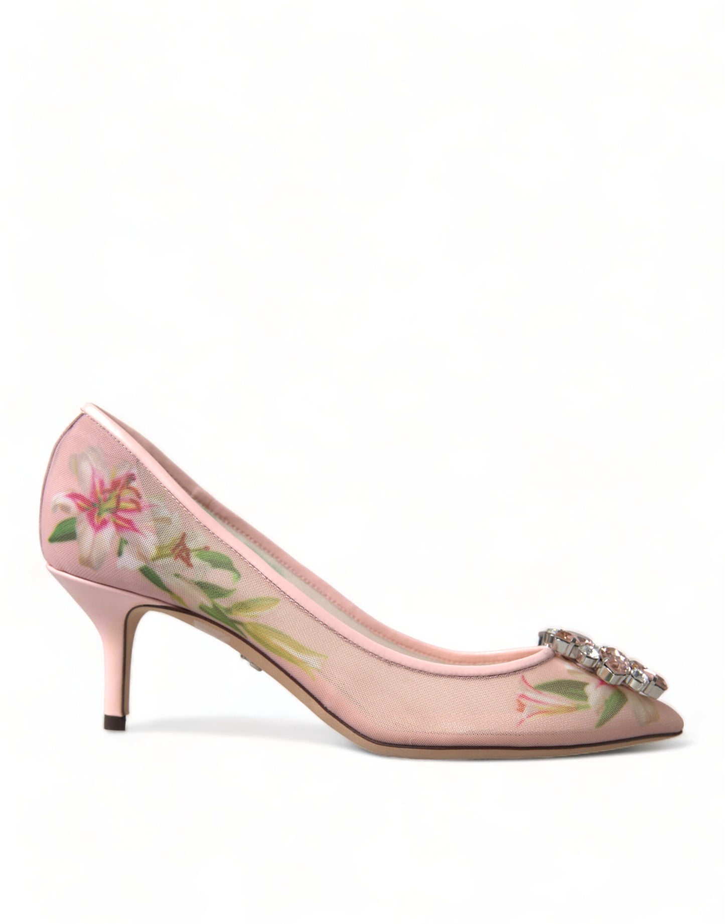 Dolce &amp; Gabbana Elegante Lyserøde Blomster Krystal Pumps
