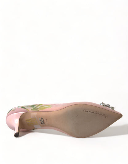 Dolce &amp; Gabbana Elegante Lyserøde Blomster Krystal Pumps