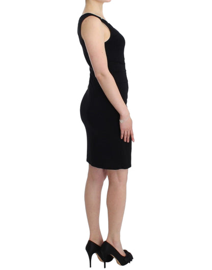 Roccobarocco Elegant Black Sheath Knee-Length Dress