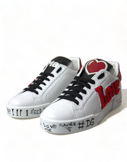 Dolce &amp; Gabbana Chic Hvide Portofino Lædersneakers
