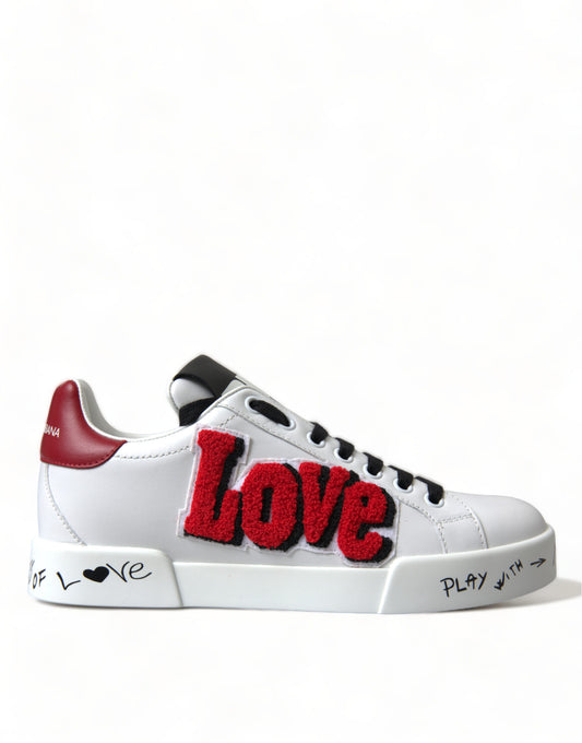 Dolce &amp; Gabbana Chic Hvide Portofino Lædersneakers