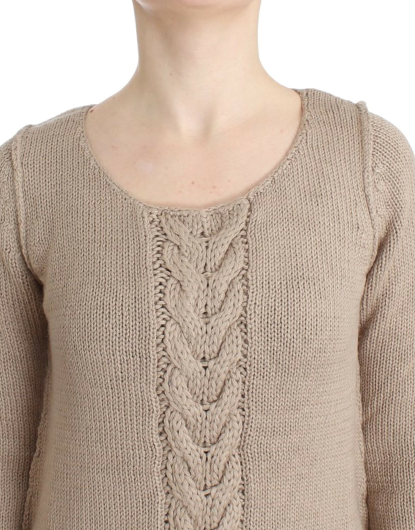 Cavalli Elegant beige strikket sweater med rund hals