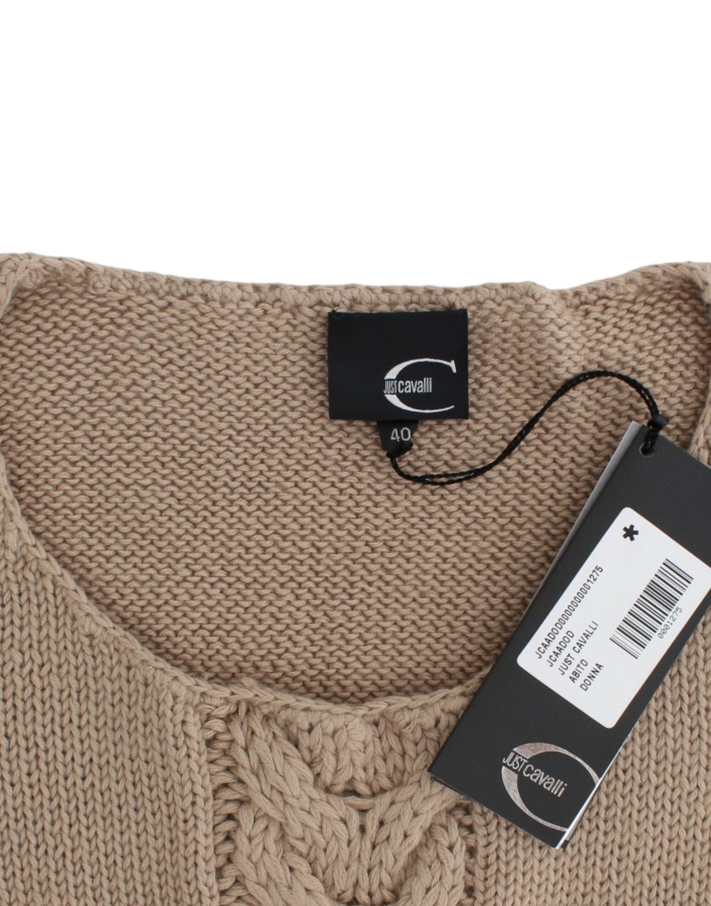 Cavalli Elegant beige strikket sweater med rund hals