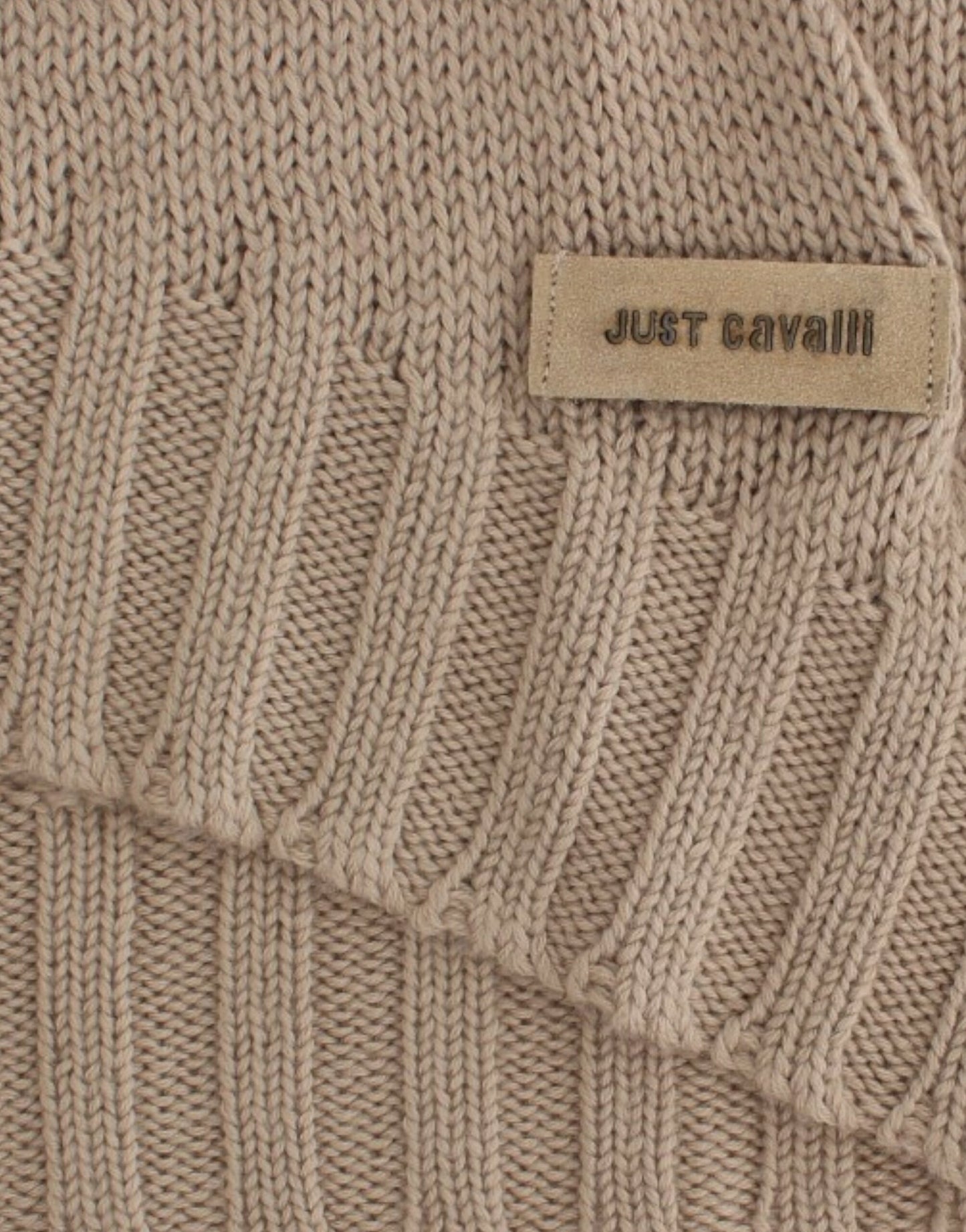 Cavalli Elegant beige strikket sweater med rund hals