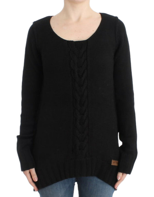 Cavalli lokkende sort strikket sweater med rund hals