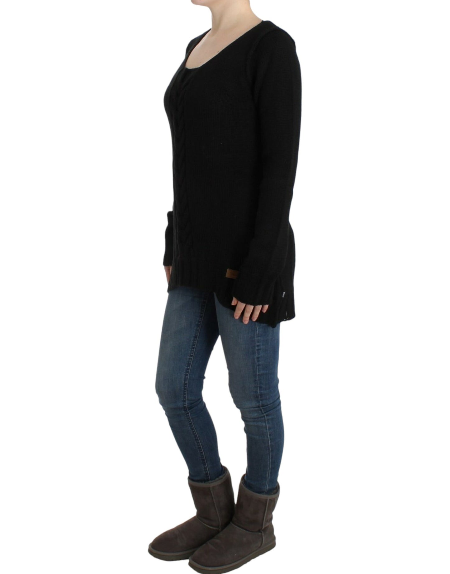 Cavalli lokkende sort strikket sweater med rund hals