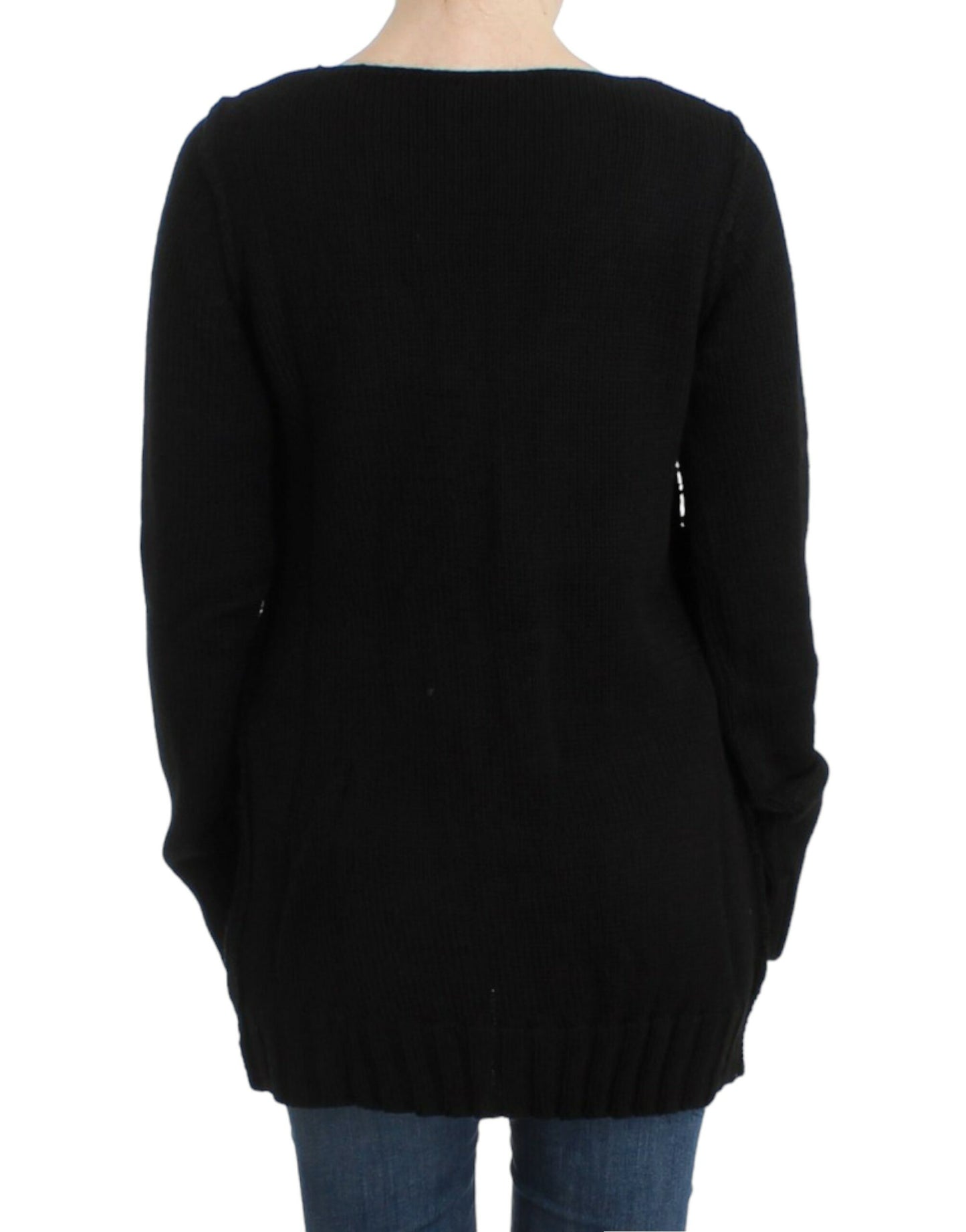 Cavalli lokkende sort strikket sweater med rund hals