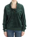 Cavalli Elegant Green Mock Sweater med Rhinestone Detail