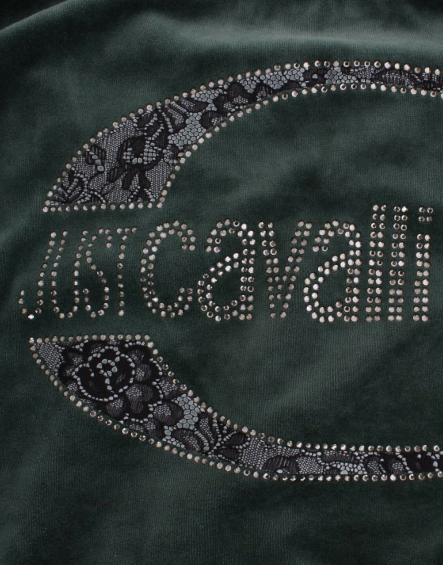 Cavalli Elegant Green Mock Sweater med Rhinestone Detail