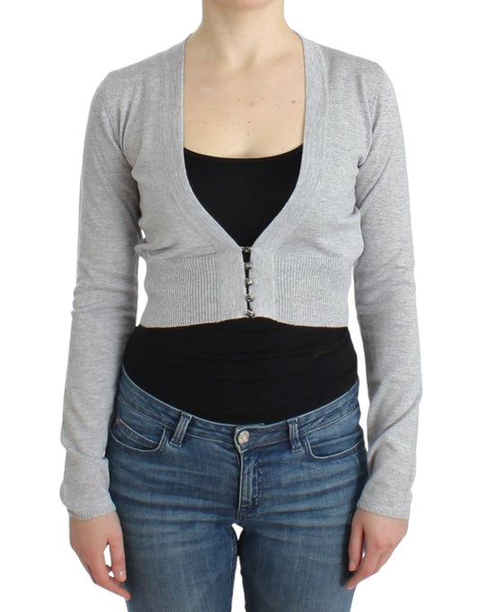 Cavalli Cropped Virgin Wool Cardigan i Chic Grey