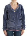 Cavalli Elegant Blue Zip Cardigan med gulddetaljer