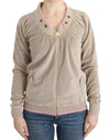 Cavalli Beige Cardigan med lynlås med guldfarvede accenter