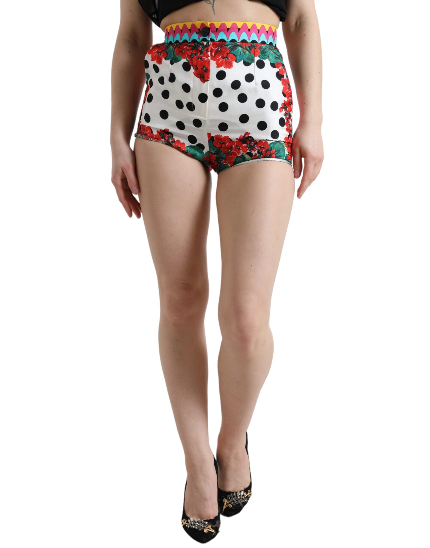 Dolce &amp; Gabbana Flerfarvede Silke Højtaljede Hotpants