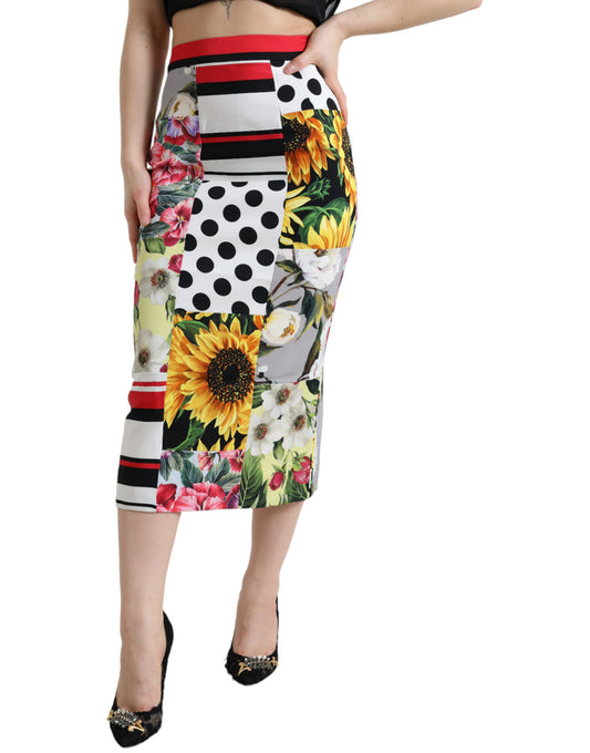 Dolce &amp; Gabbana Glamorous højtaljet patchwork midi-nederdel