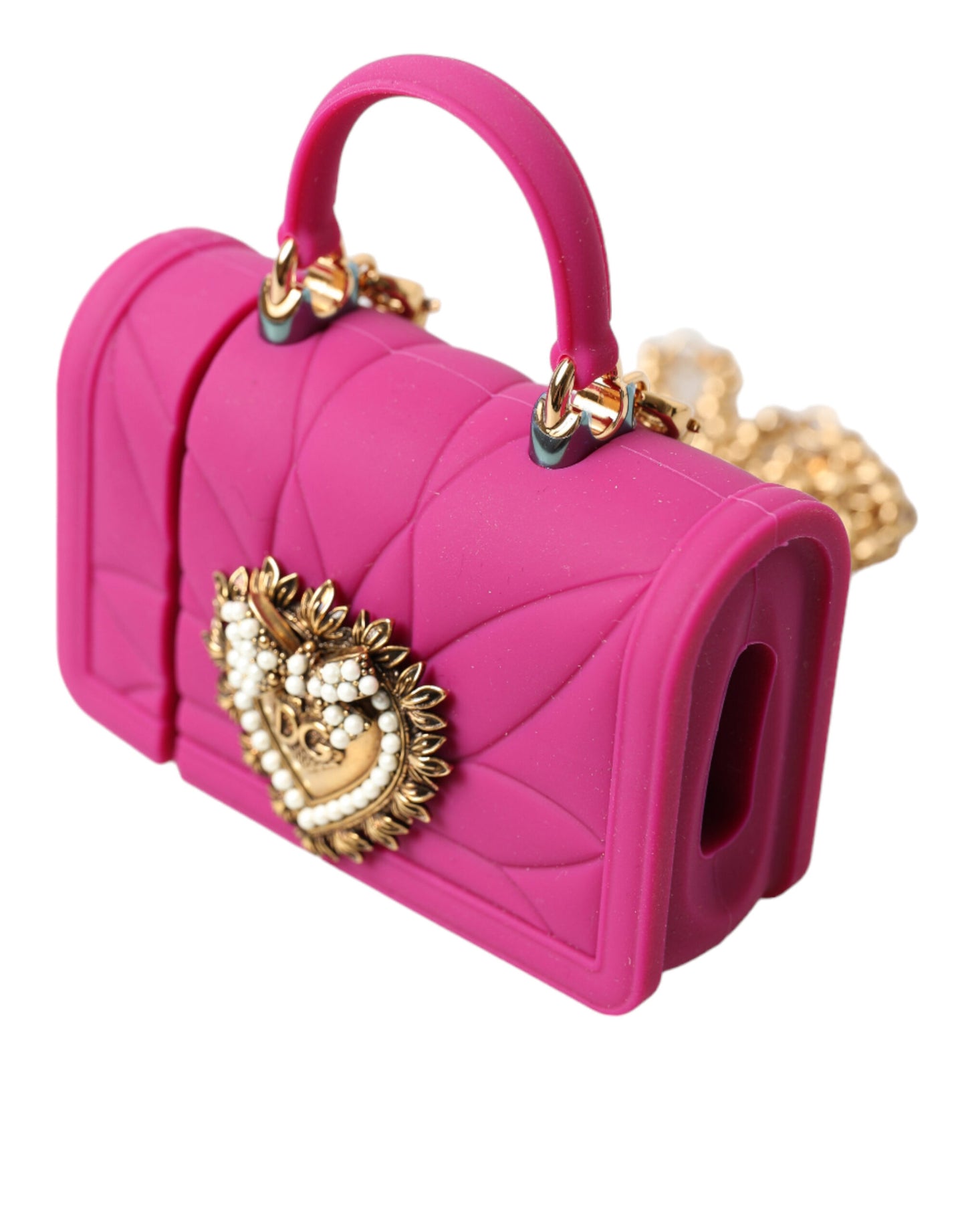 Dolce &amp; Gabbana Chic Quiltet Silikone Airpods etui - Pink &amp; Gold