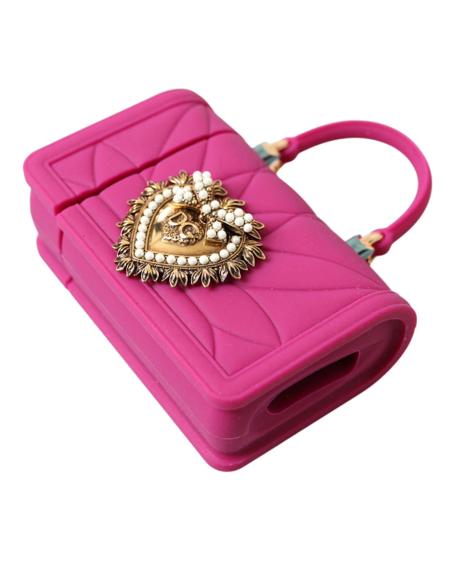 Dolce &amp; Gabbana Chic Quiltet Silikone Airpods etui - Pink &amp; Gold