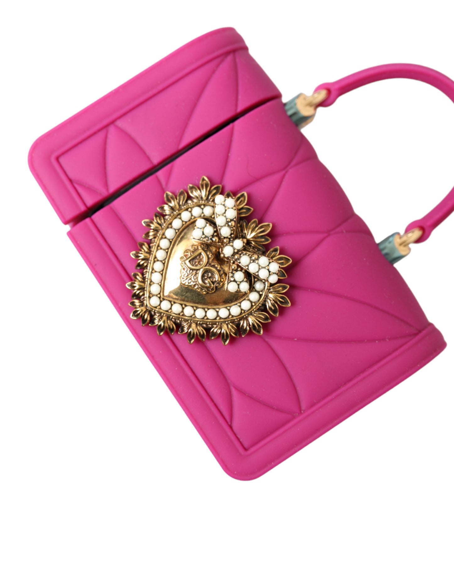 Dolce &amp; Gabbana Chic Quiltet Silikone Airpods etui - Pink &amp; Gold