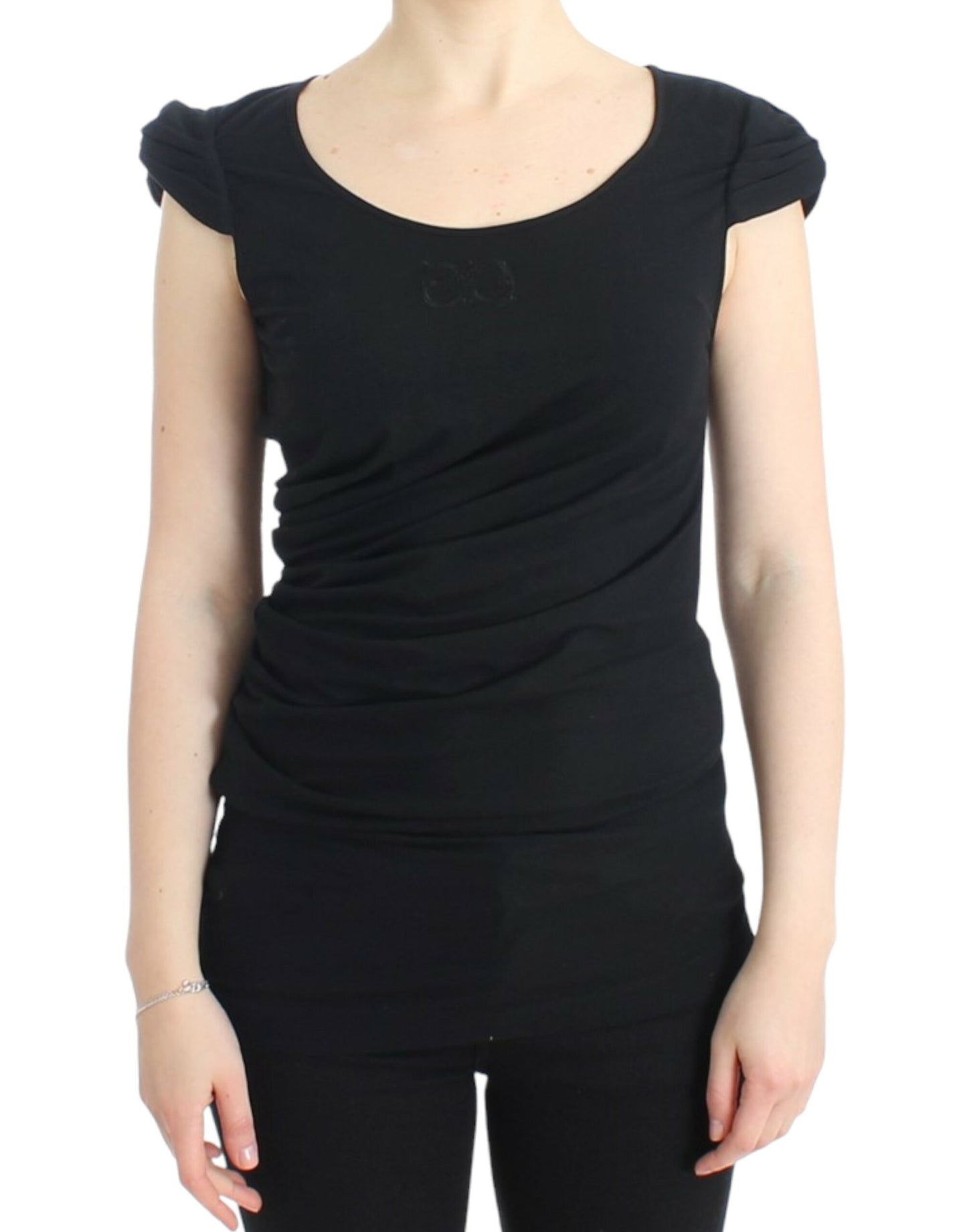 Cavalli Elegant Cap Sleeve Black Top