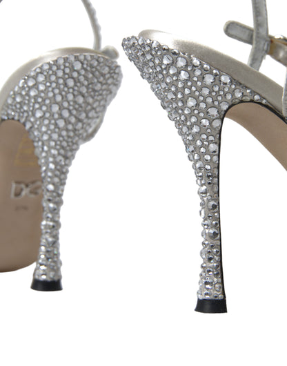 Dolce &amp; Gabbana Elegante Krystaludsmykkede Sandaler med Hæle