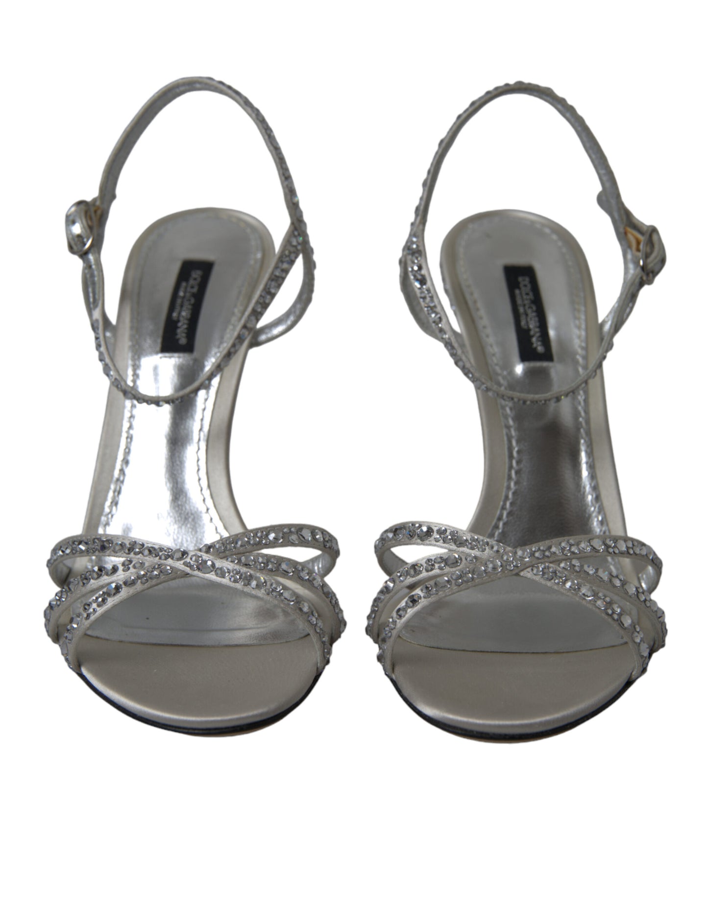 Dolce &amp; Gabbana Elegante Krystaludsmykkede Sandaler med Hæle