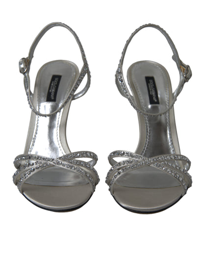 Dolce &amp; Gabbana Elegante Krystaludsmykkede Sandaler med Hæle