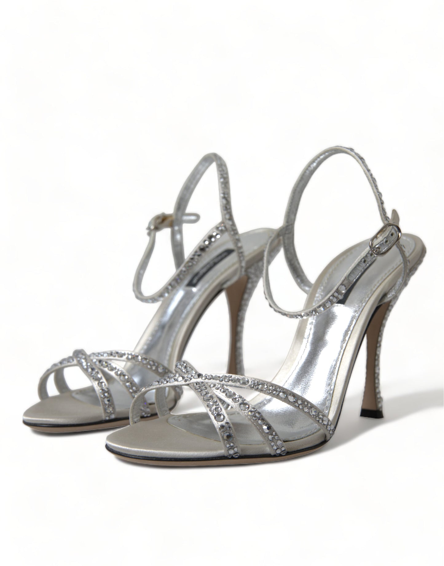 Dolce &amp; Gabbana Elegante Krystaludsmykkede Sandaler med Hæle