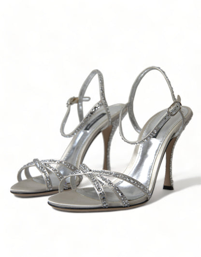 Dolce &amp; Gabbana Elegante Krystaludsmykkede Sandaler med Hæle
