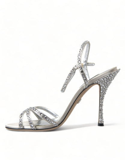 Dolce &amp; Gabbana Elegante Krystaludsmykkede Sandaler med Hæle