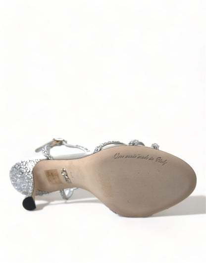Dolce &amp; Gabbana Elegante Krystaludsmykkede Sandaler med Hæle