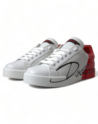 Dolce &amp; Gabbana Elegante Hvide Læder Portofino Sneakers