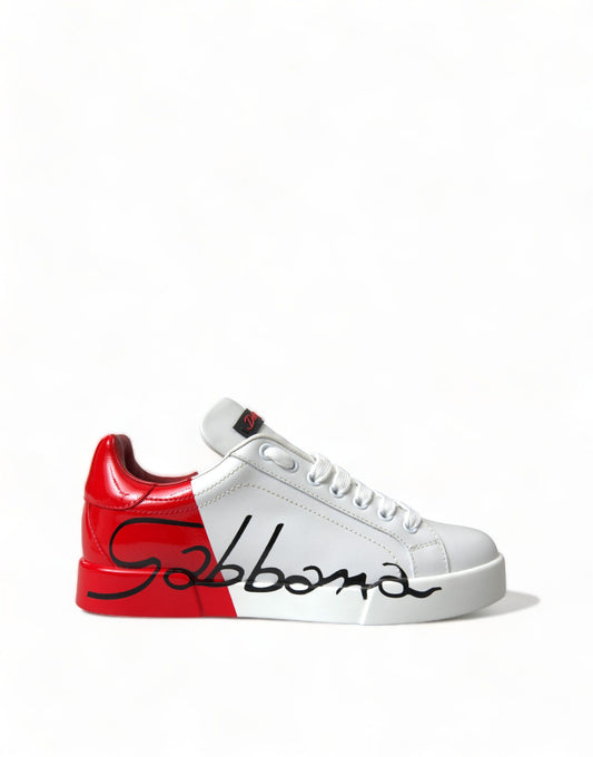 Dolce &amp; Gabbana Elegante Hvide Læder Portofino Sneakers