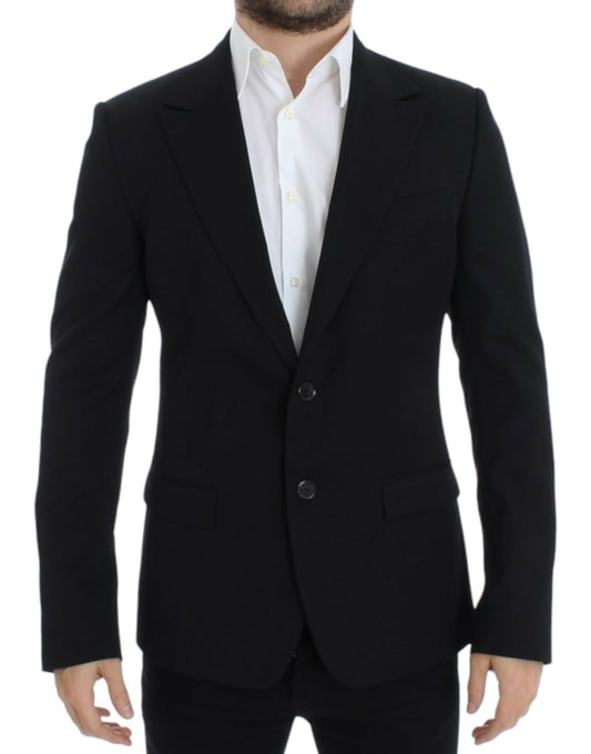 Dolce &amp; Gabbana Elegant Slim Fit Black Wool Blazer