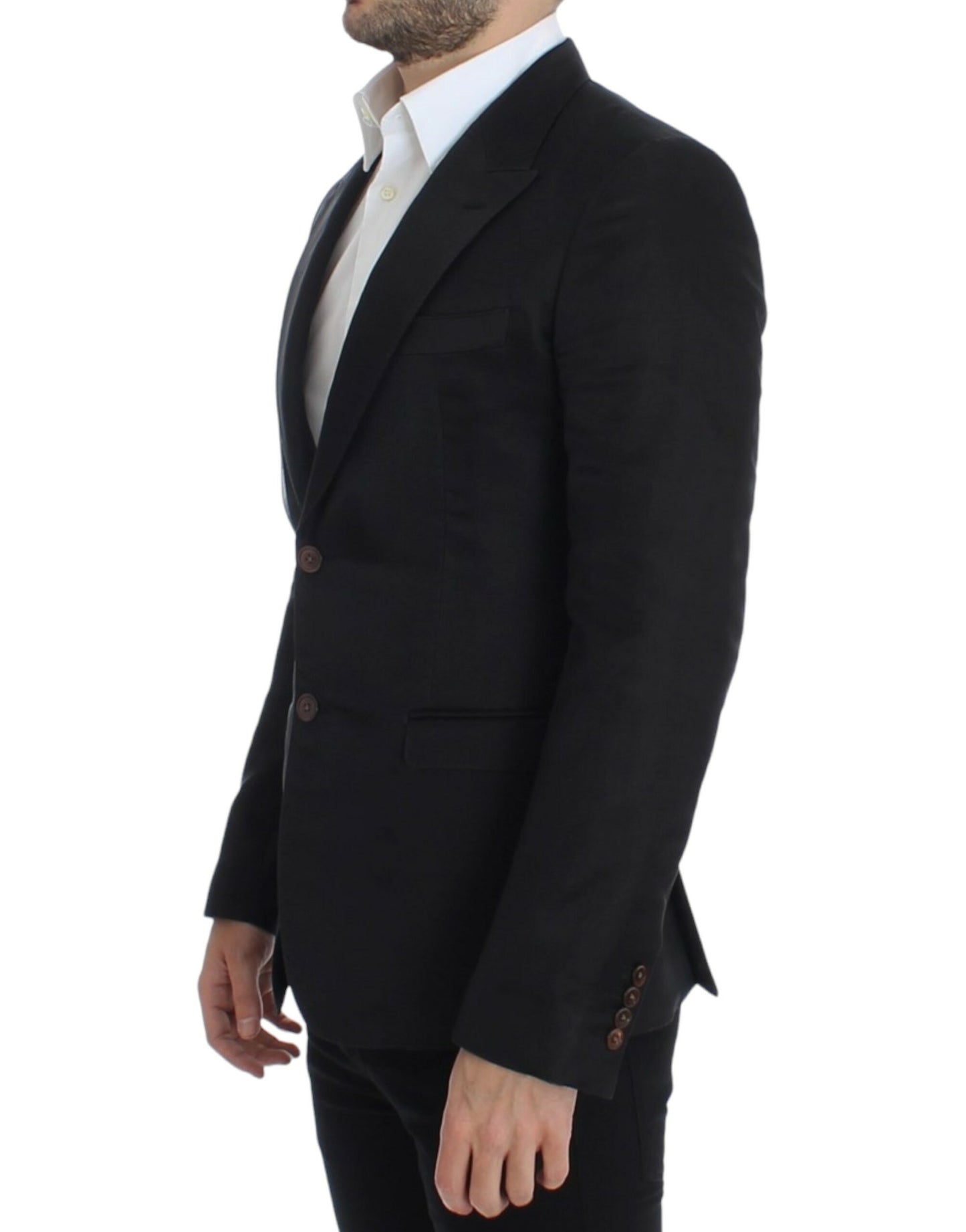 Dolce &amp; Gabbana Elegant Black Silk Blend Blazer med to knapper