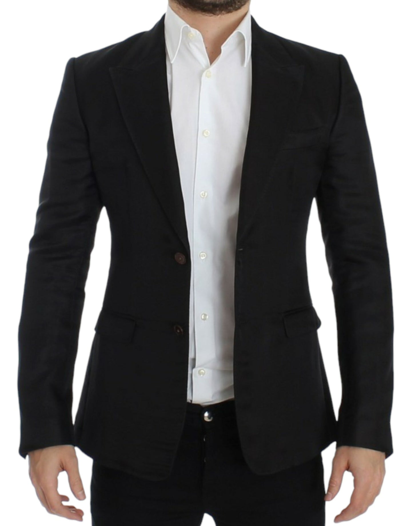 Dolce &amp; Gabbana Elegant Black Silk Blend Blazer med to knapper