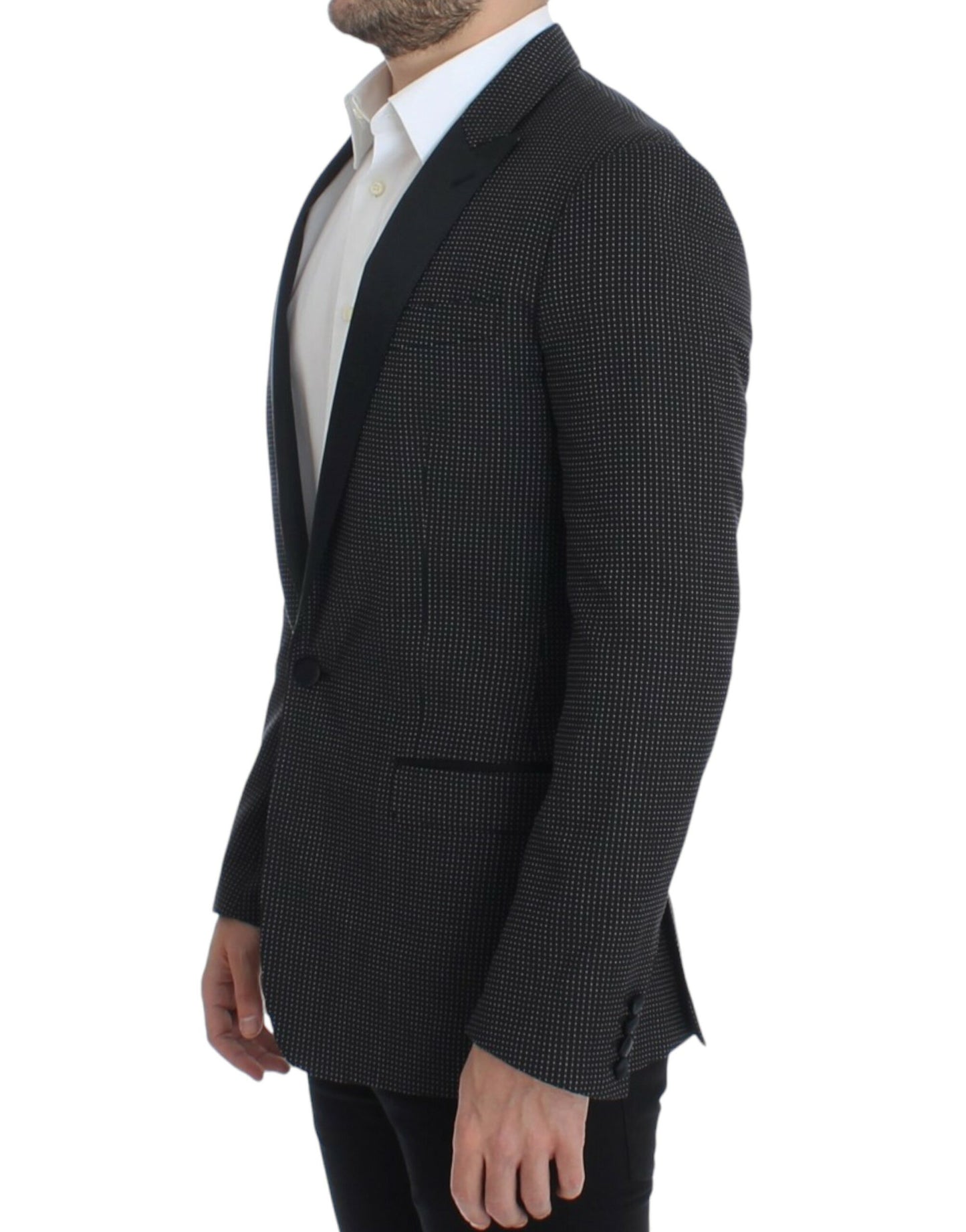 Dolce &amp; Gabbana Elegant Black Polka Dotted Slim Fit Blazer