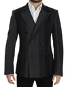 Dolce & Gabbana elegant gråstribet uld slank blazer