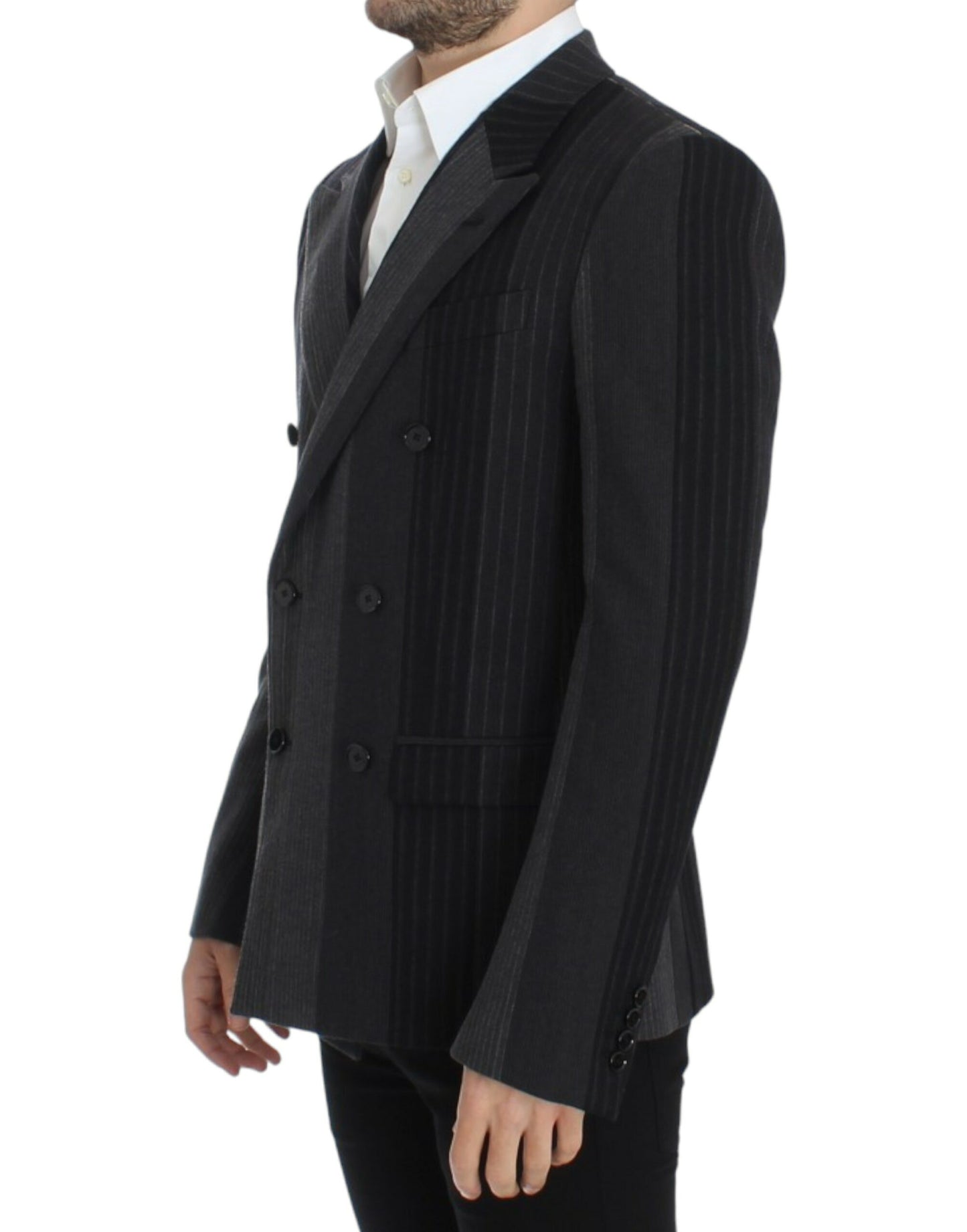 Dolce &amp; Gabbana elegant gråstribet uld slank blazer