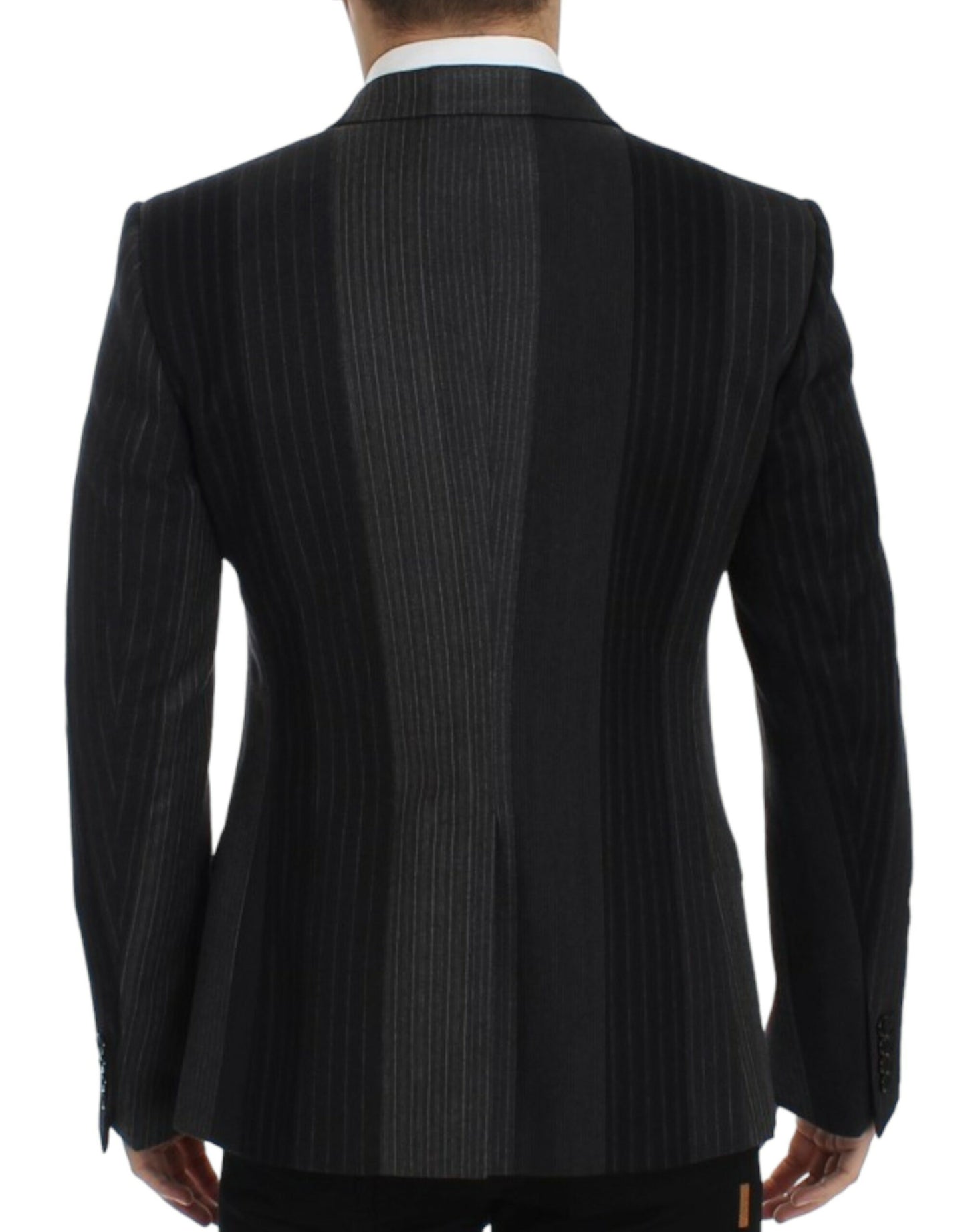 Dolce &amp; Gabbana elegant gråstribet uld slank blazer